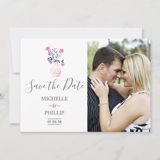 Paris Wedding watercolor floral Save the Date (Front)