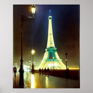 Paris wet evening Eiffel ToWer Impressionism  Poster