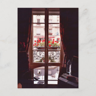 Paris window view postcard