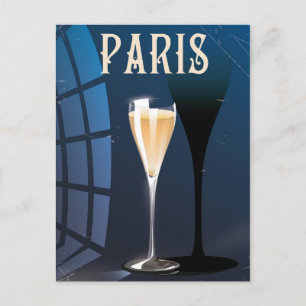 Paris wine drink vintage style travel poster postcard