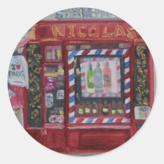 Paris Wine Shop Classic Round Sticker
