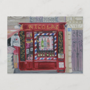 Paris Wine Shop Postcard