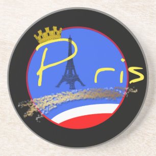 Paris with Crown Eiffel Tower Round Coaster