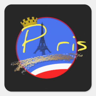 Paris with Crown Eiffel Tower Square Sticker