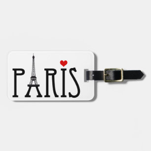 Paris with Eiffel tower and red heart Luggage Tag