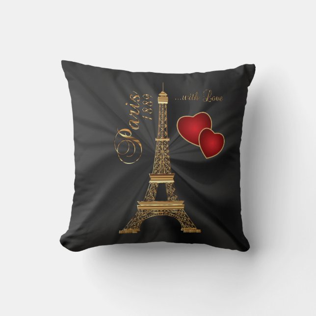 Paris with Love in Metallic Gold Cushion (Front)