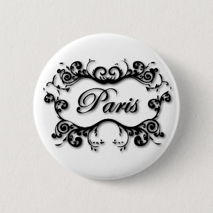 Paris with Scrolls 6 Cm Round Badge