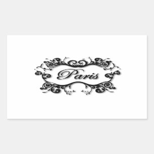 Paris with Scrolls Rectangular Sticker