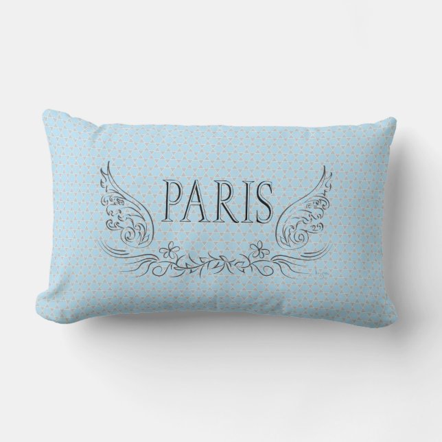 Paris with Wings and Flower design Lumbar Cushion (Front)