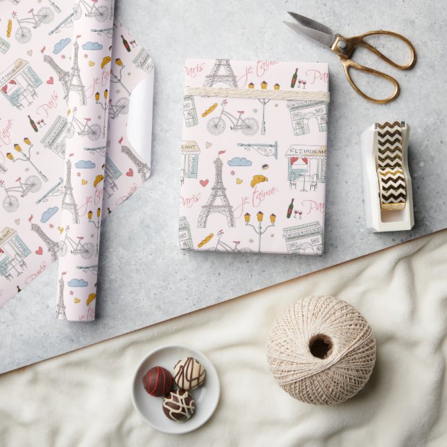 Paris Wrapping Paper, Eiffel Tower Gift Wrap (Crafts)