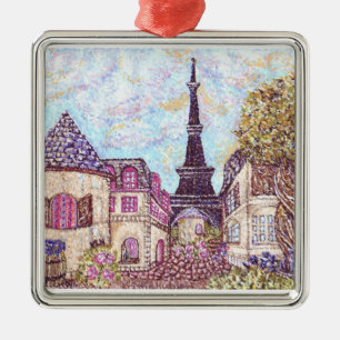 ParisCityscape pointillism ornament Kristie Hubler