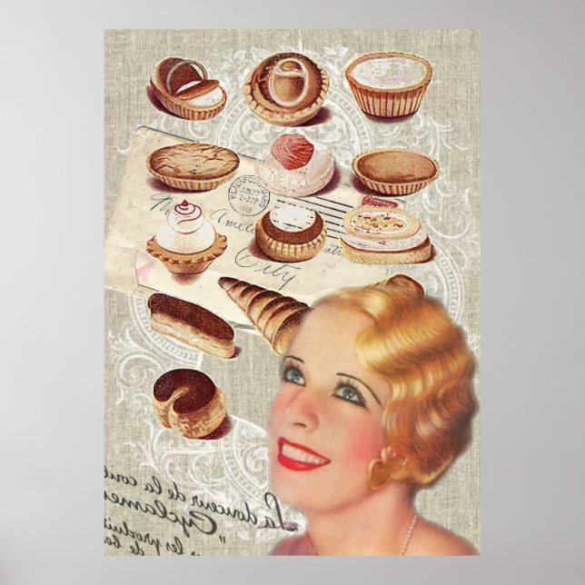 parisian bakery cupcake pastry cookies cupcake poster (Front)