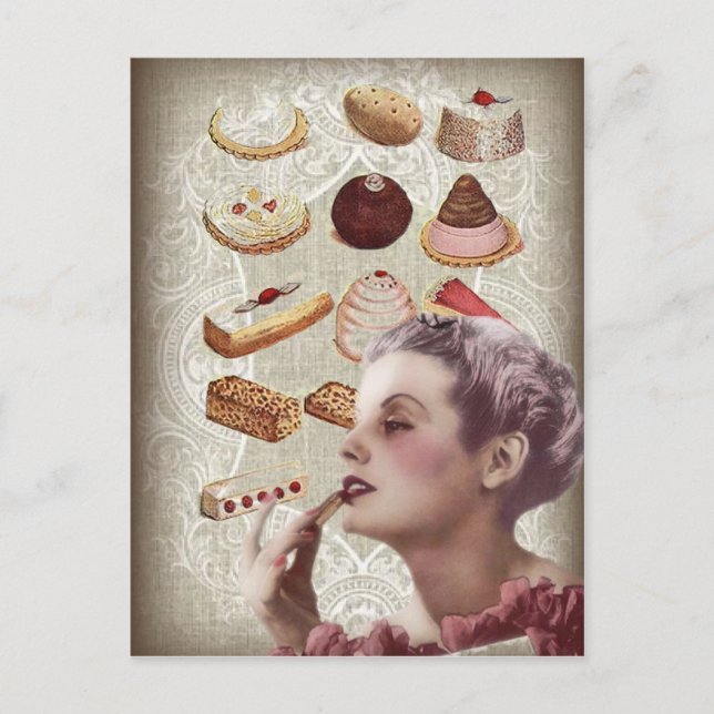 parisian bakery cupcake pastry retro cookies postcard (Front)