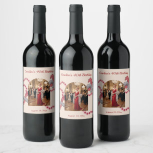 Parisian Cabaret 40th Birthday Arch Photo Wine Label