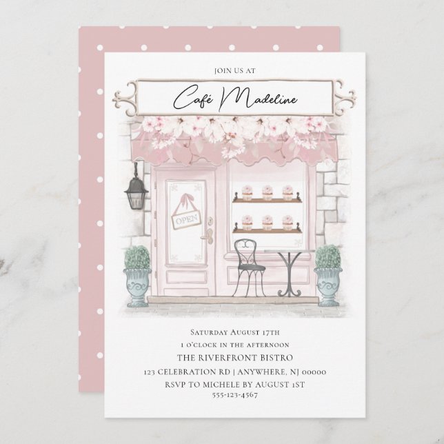 Parisian Cafe Birthday Invitation (Front/Back)