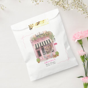 Parisian Cafe Bonjour Bebe Pink Bow Baby Shower  Favour Bags