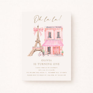 Parisian Café first Birthday Invitation