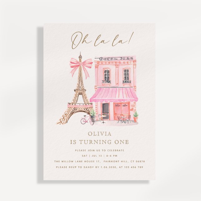 Parisian Café first Birthday Invitation (Creator Uploaded)