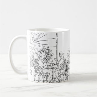 Parisian Café Line Art Minimalist Mug