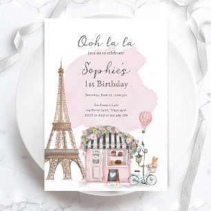 Parisian Cafe Tea Party Girl Birthday Invitation