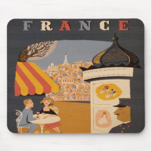 Parisian Cafe Travel Poster Mouse Pad