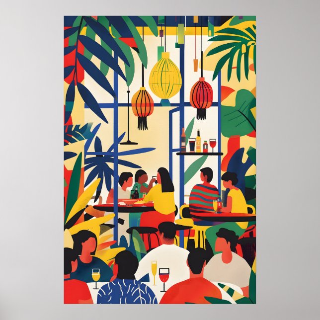 Parisian Café Vibes Maximalist Wall Print - Bold (Front)