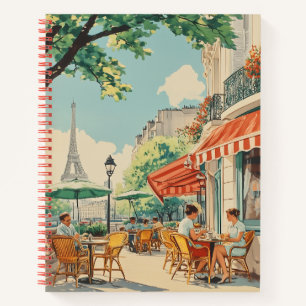 Parisian Café with Eiffel View Notebook