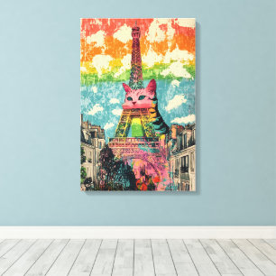 Parisian Cat - Eiffel Tower Fantasy Art Canvas Print