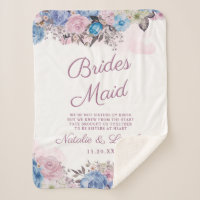 Parisian Charm Blue & Pink Floral Bridesmaid Quote