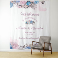 Parisian Charm Blue & Pink Floral Wedding Welcome