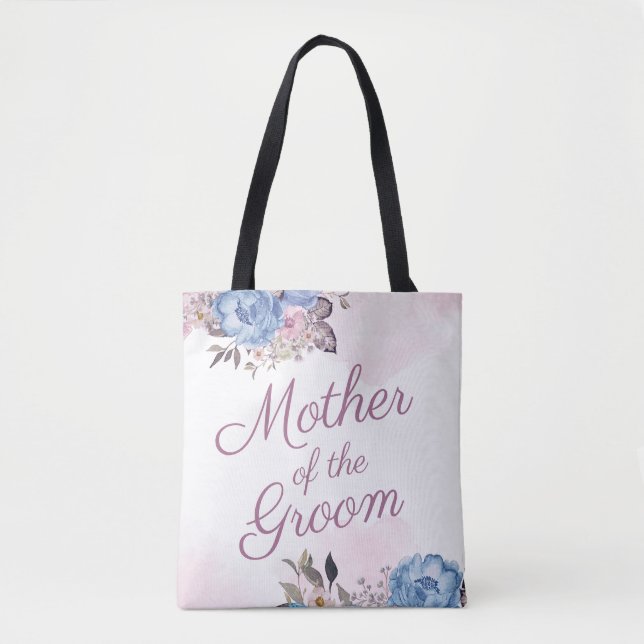 Parisian Charm Blue & Pink Mother of the Groom Tote Bag (Front)