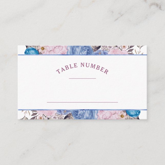 Parisian Charm Floral Seating Wedding Table Number Place Card (Front)