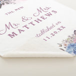Parisian Charm Floral The New Mr. & Mrs. Newlyweds Sherpa Blanket<br><div class="desc">Parisian Charm Blue & Pink Floral Chic and Shabby Design with Painted Roses, Leaves, and Flowers. A Charming and Playful Look, with Blush Pink, Dusty Blue, Mauve, Dark Navy Violet colour palette. With Hand Painted Watercolor Floral elements, Vintage Classic Script Fonts and Watercolor paint brush strokes - The new Mr....</div>