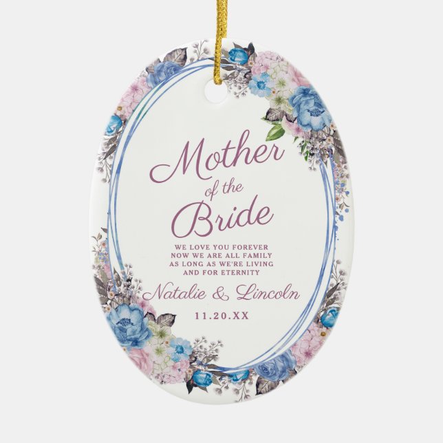 Parisian Charm Keepsake Mother of the Bride Quote Ceramic Tree Decoration (Front)