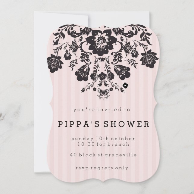 Parisian Chic Floral Shower Invitation (Front)