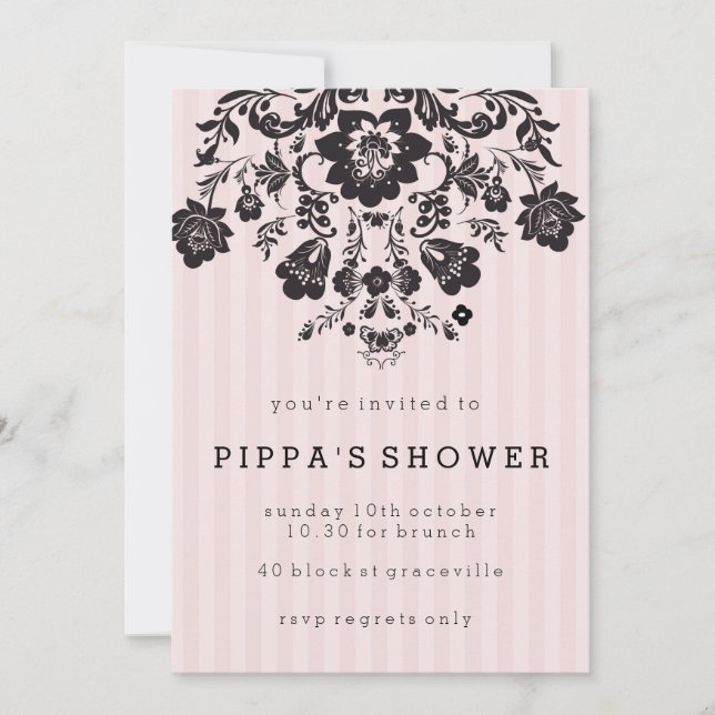Parisian Chic Floral Shower Invitation (Front)