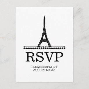 Parisian Chic RSVP Postcard, Black Invitation Postcard