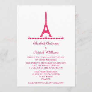 Parisian Chic Wedding Invite, Pink Invitation