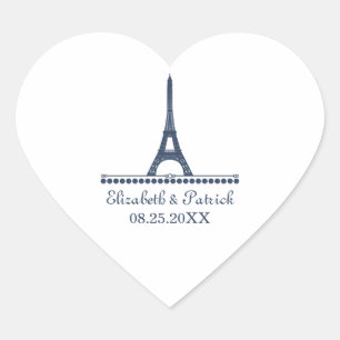 Parisian Chic Wedding Stickers, Blue Heart Sticker