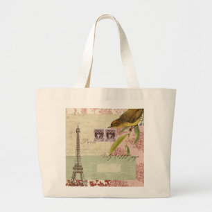 Parisian Collage for Customisation Large Tote Bag