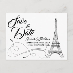 Parisian Doodles Save the Date Postcard