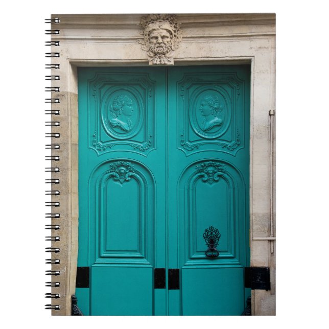 Parisian Door Turquoise - Notebook (Front)