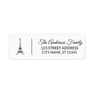 Parisian Eiffel Tower Paris French Return Address