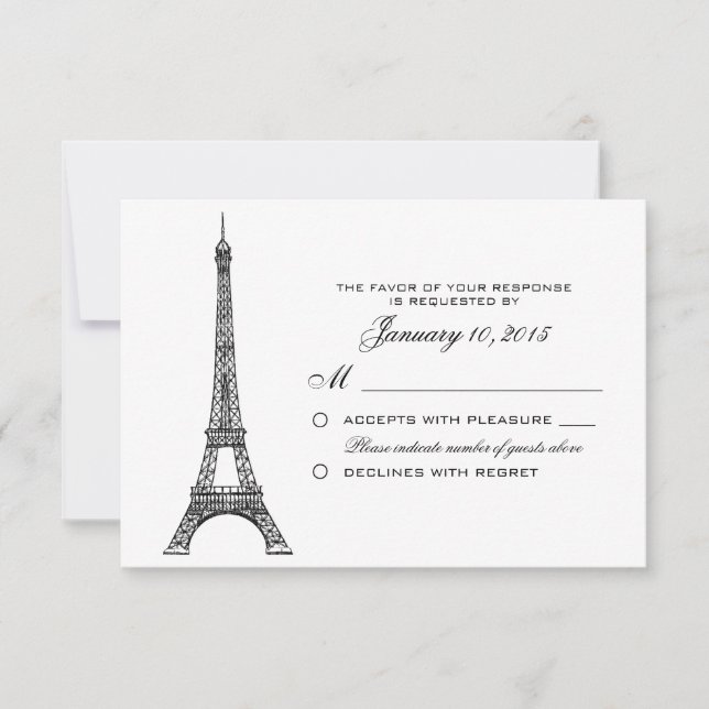 Parisian Eiffel Tower Wedding RSVP Custom (Front)