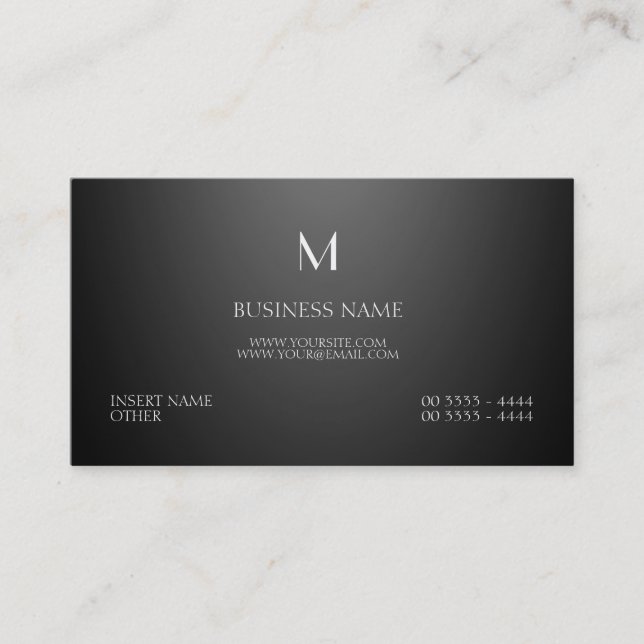 Parisian Elegant and Monogram Black Business Card (Front)