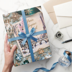 Parisian Emerald Teal Christmas Wrapping Paper