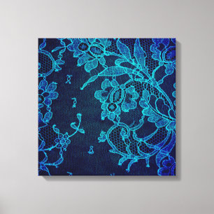 Parisian Feminine Victorian Gothic Navy Blue Lace Canvas Print