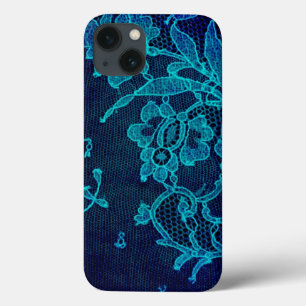 Parisian Feminine Victorian Gothic Navy Blue Lace iPhone 13 Case