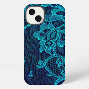 Parisian Feminine Victorian Gothic Navy Blue Lace iPhone 13 Case