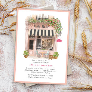 Parisian French Cafe Bonjour Bebe Baby Shower Invitation